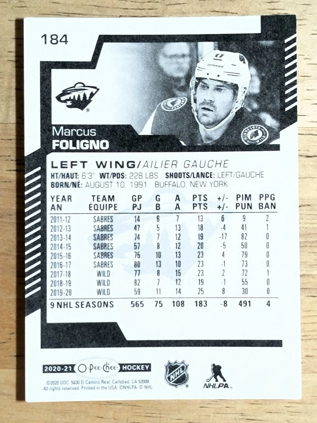 2020-21 O-Pee-Chee #184 Marcus Foligno