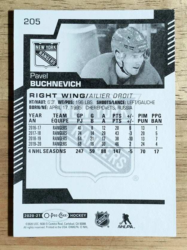 2020-21 O-Pee-Chee #205 Pavel Buchnevich