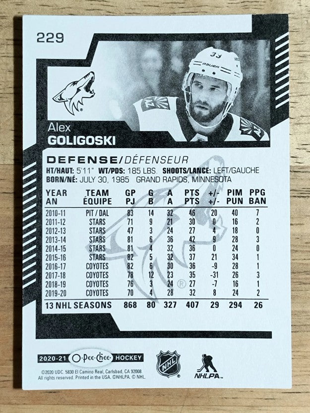 2020-21 O-Pee-Chee #229 Alex Goligoski