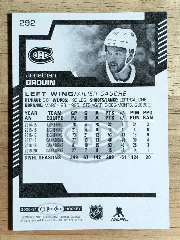 2020-21 O-Pee-Chee #292 Jonathan Drouin