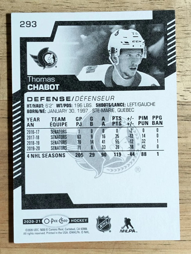 2020-21 O-Pee-Chee #293 Thomas Chabot