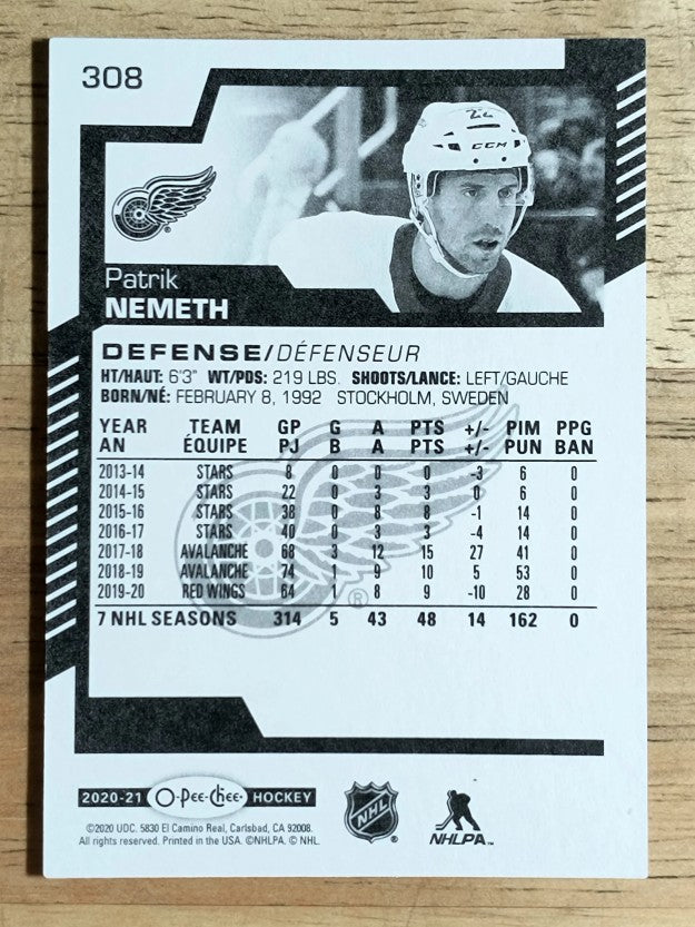 2020-21 O-Pee-Chee #308 Patrik Nemeth