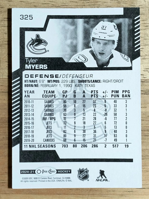 2020-21 O-Pee-Chee #325 Tyler Myers