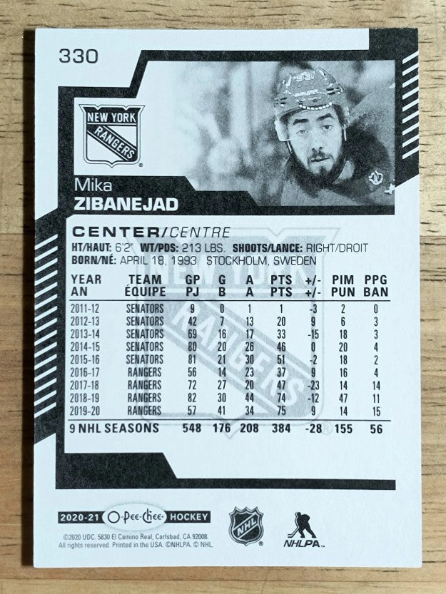 2020-21 O-Pee-Chee #330 Mika Zibanejad