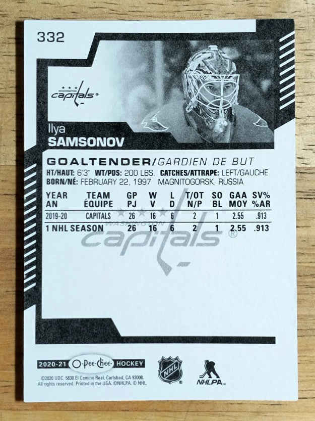 2020-21 O-Pee-Chee #332 Ilya Samsonov