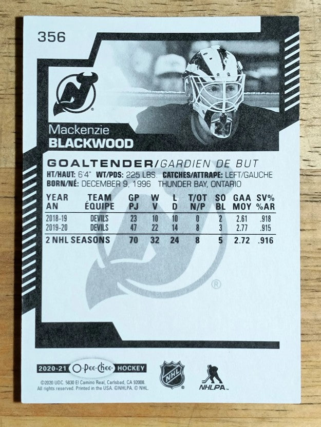 2020-21 O-Pee-Chee #356 Mackenzie Blackwood