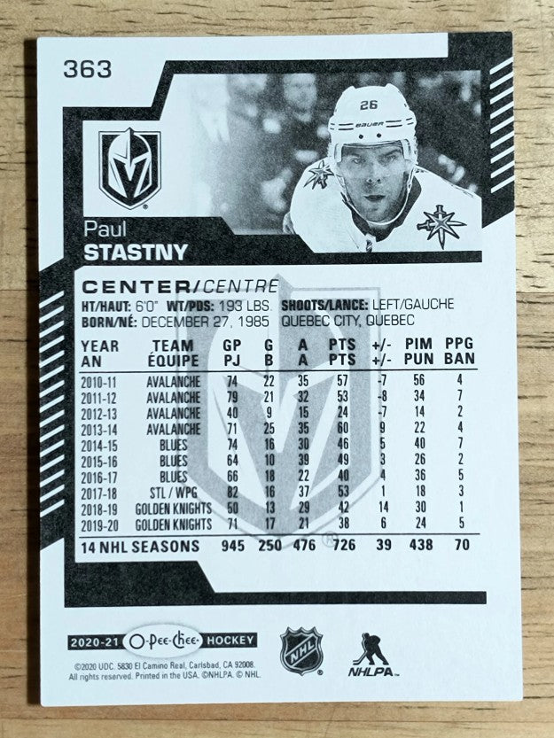 2020-21 O-Pee-Chee #363 Paul Stastny