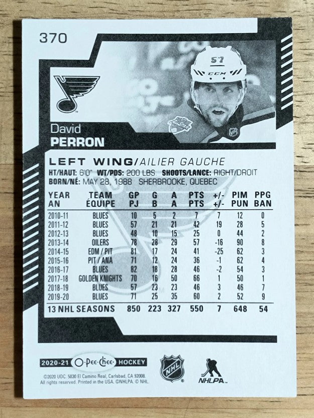 2020-21 O-Pee-Chee #370 David Perron