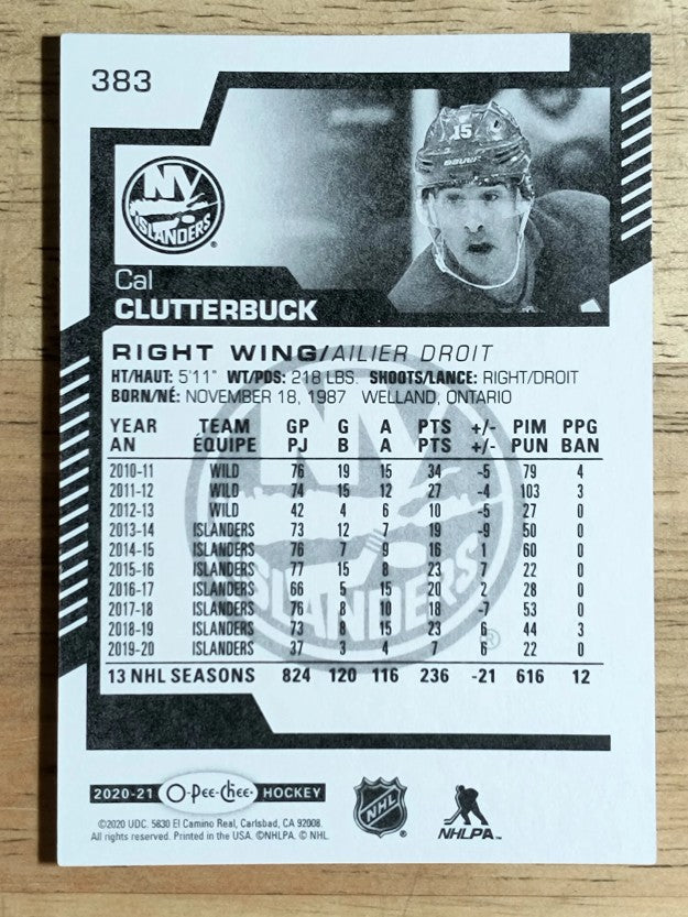 2020-21 O-Pee-Chee #383 Cal Clutterbuck