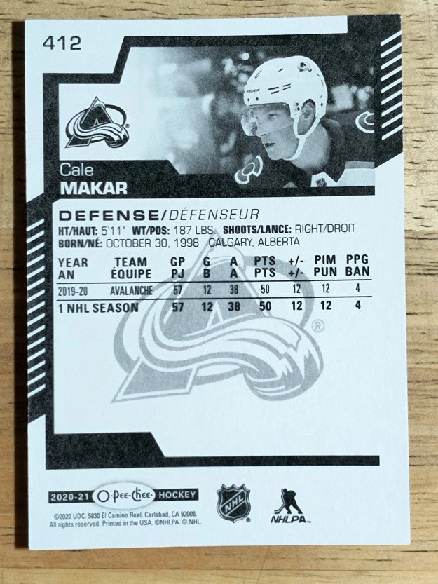 2020-21 O-Pee-Chee #412 Cale Makar