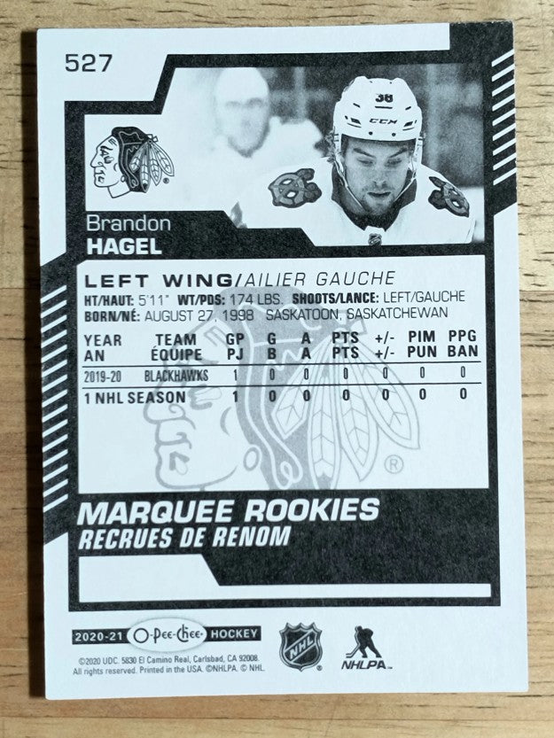 2020-21 O-Pee-Chee #527 Brandon Hagel RC