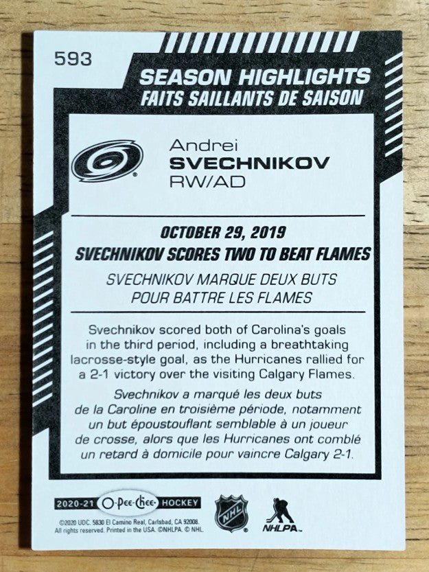 2020-21 O-Pee-Chee #593 Andrei Svechnikov SH