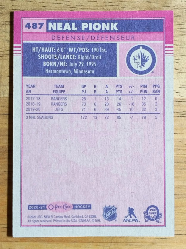2020-21 O-Pee-Chee Retro #487 Neal Pionk