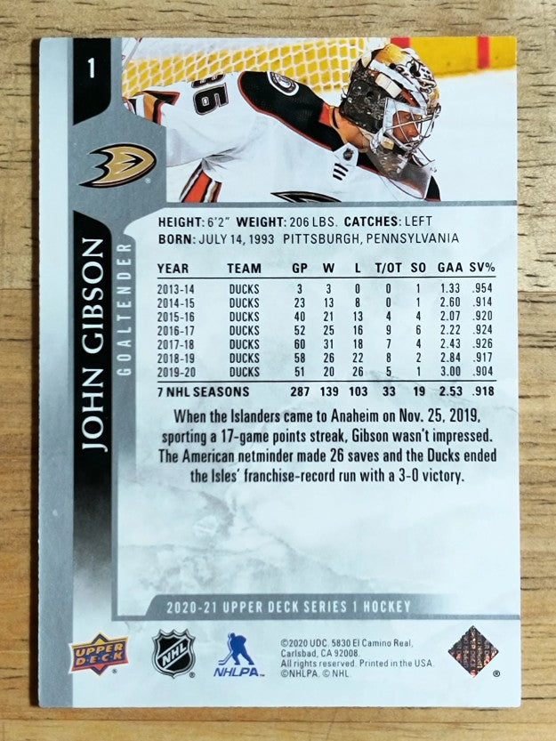 2020-21 Upper Deck #1 John Gibson