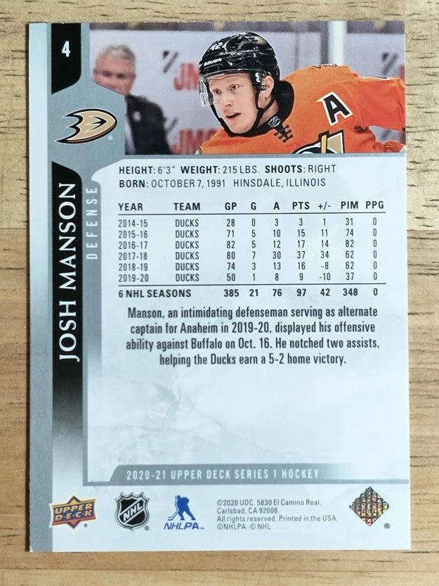 2020-21 Upper Deck #4 Josh Manson