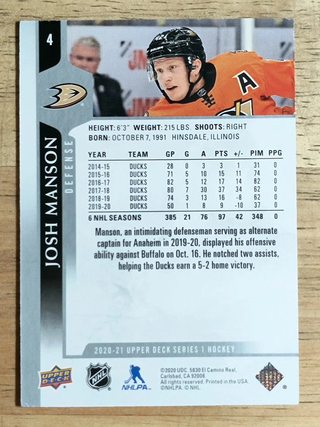 2020-21 Upper Deck #4 Josh Manson