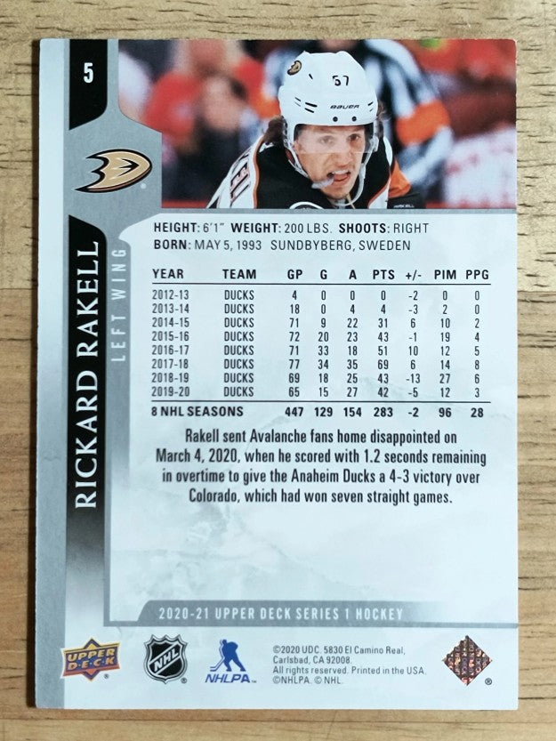 2020-21 Upper Deck #5 Rickard Rakell