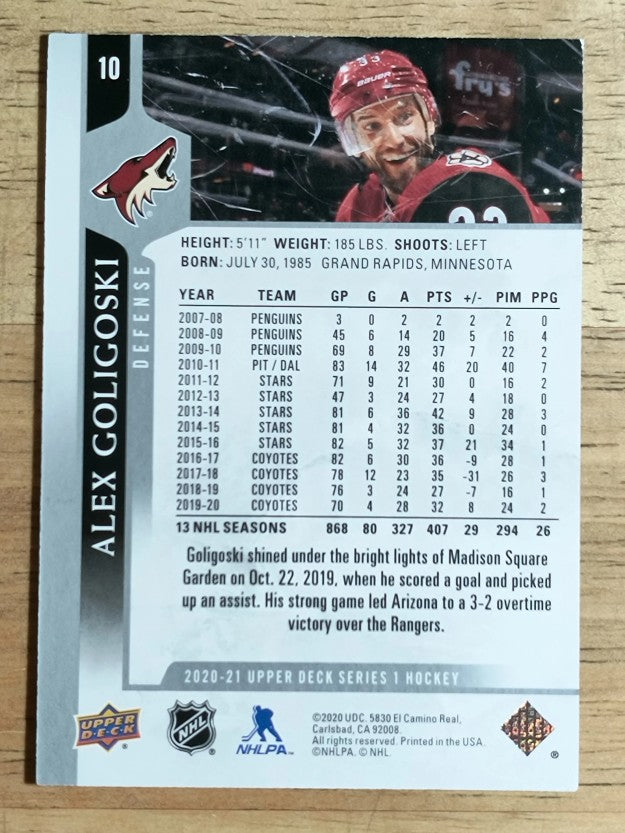 2020-21 Upper Deck #10 Alex Goligoski