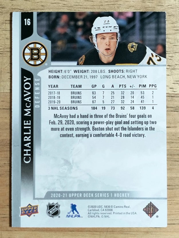 2020-21 Upper Deck #16 Charlie McAvoy