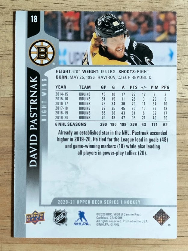 2020-21 Upper Deck #18 David Pastrnak
