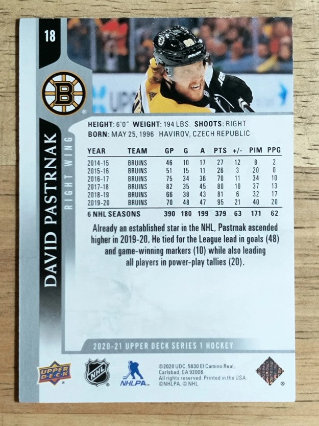 2020-21 Upper Deck #18 David Pastrnak