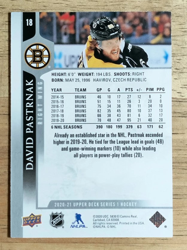 2020-21 Upper Deck #18 David Pastrnak