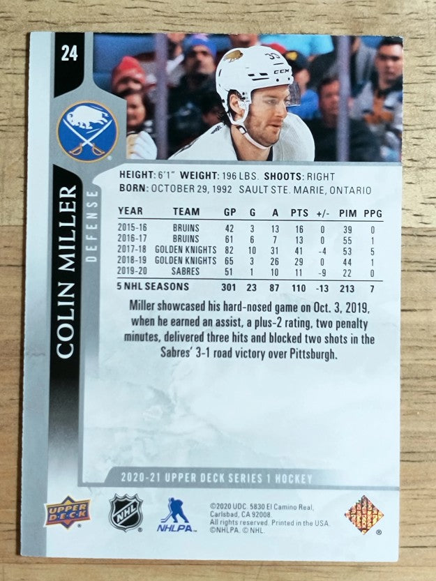 2020-21 Upper Deck #24 Colin Miller