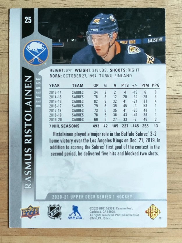 2020-21 Upper Deck #25 Rasmus Ristolainen