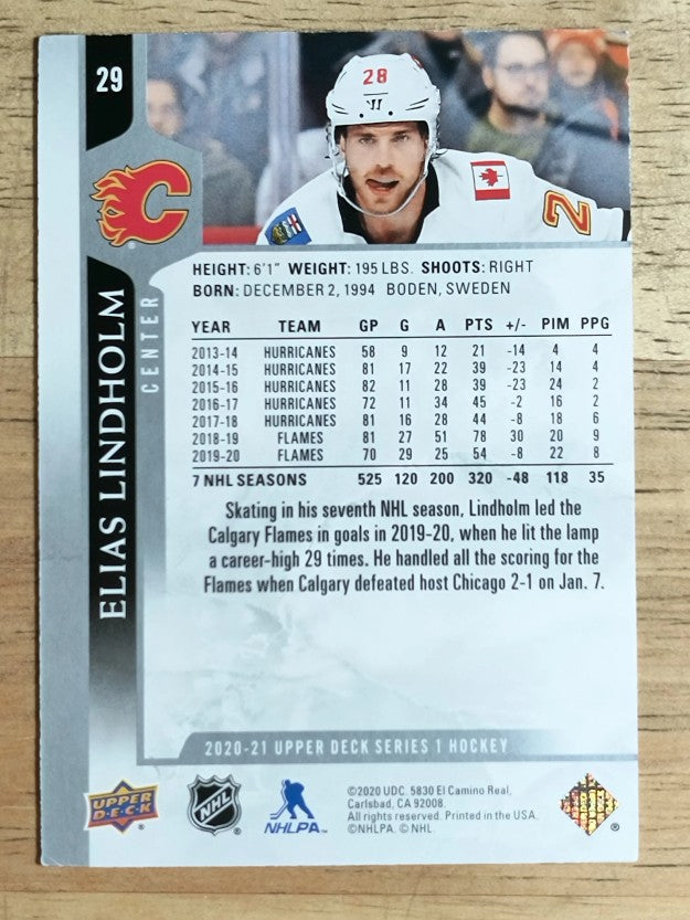 2020-21 Upper Deck #29 Elias Lindholm