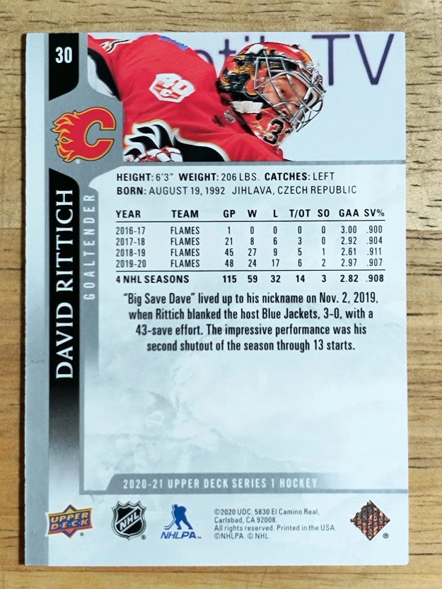 2020-21 Upper Deck #30 David Rittich