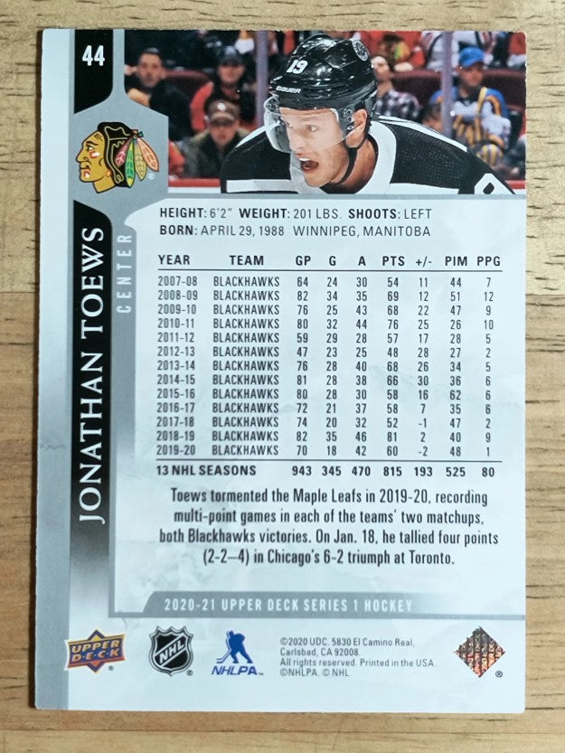 2020-21 Upper Deck #44 Jonathan Toews