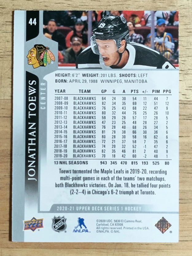 2020-21 Upper Deck #44 Jonathan Toews