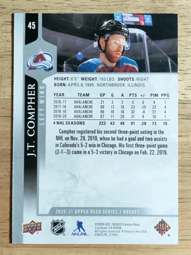 2020-21 Upper Deck #45 J.T. Compher