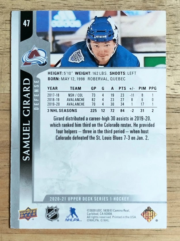 2020-21 Upper Deck #47 Samuel Girard