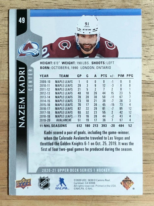 2020-21 Upper Deck #49 Nazem Kadri