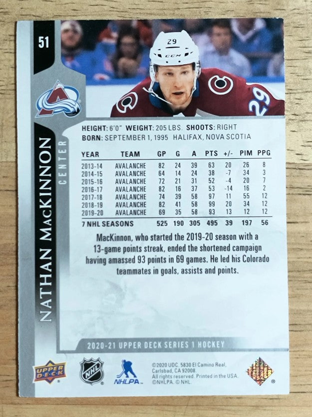2020-21 Upper Deck #51 Nathan MacKinnon