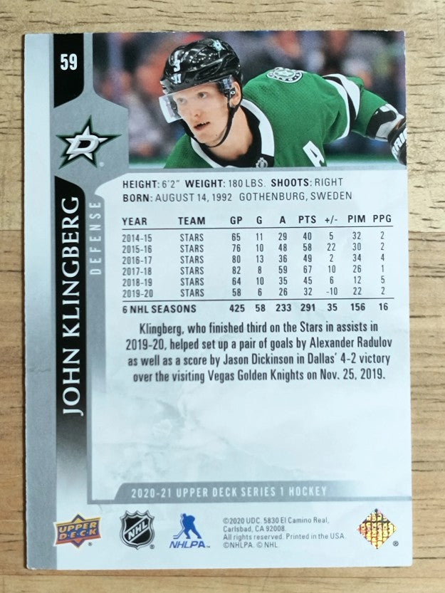 2020-21 Upper Deck #59 John Klingberg