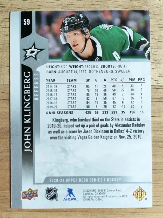2020-21 Upper Deck #59 John Klingberg