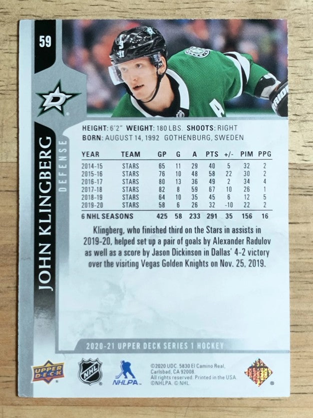 2020-21 Upper Deck #59 John Klingberg