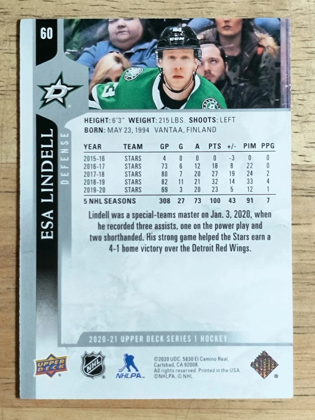 2020-21 Upper Deck #60 Esa Lindell
