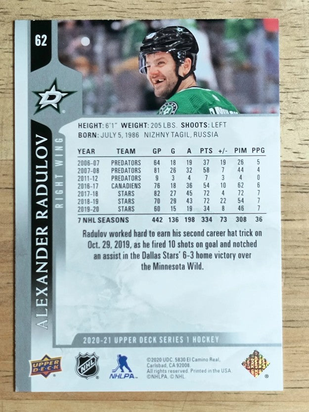 2020-21 Upper Deck #62 Alexander Radulov