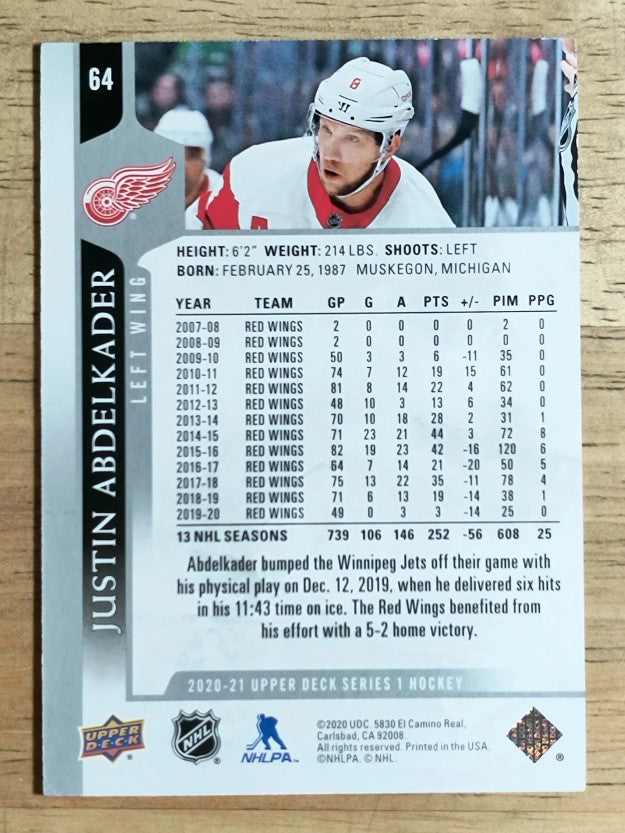 2020-21 Upper Deck #64 Justin Abdelkader