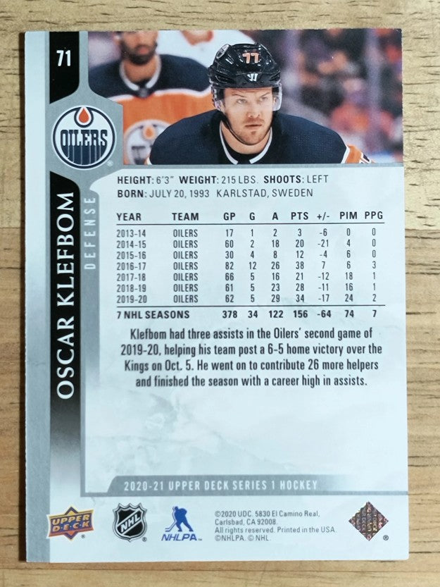2020-21 Upper Deck #71 Oscar Klefbom