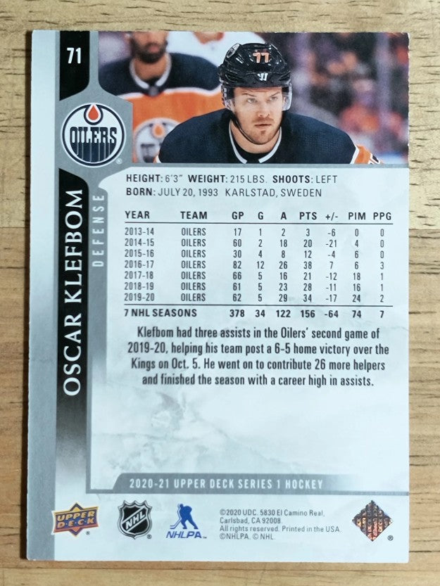 2020-21 Upper Deck #71 Oscar Klefbom