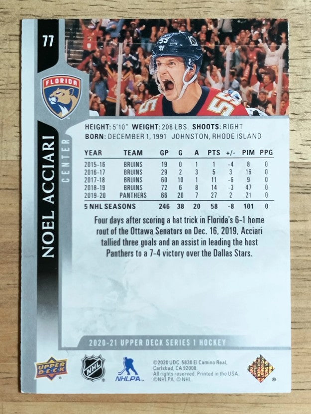 2020-21 Upper Deck #77 Noel Acciari
