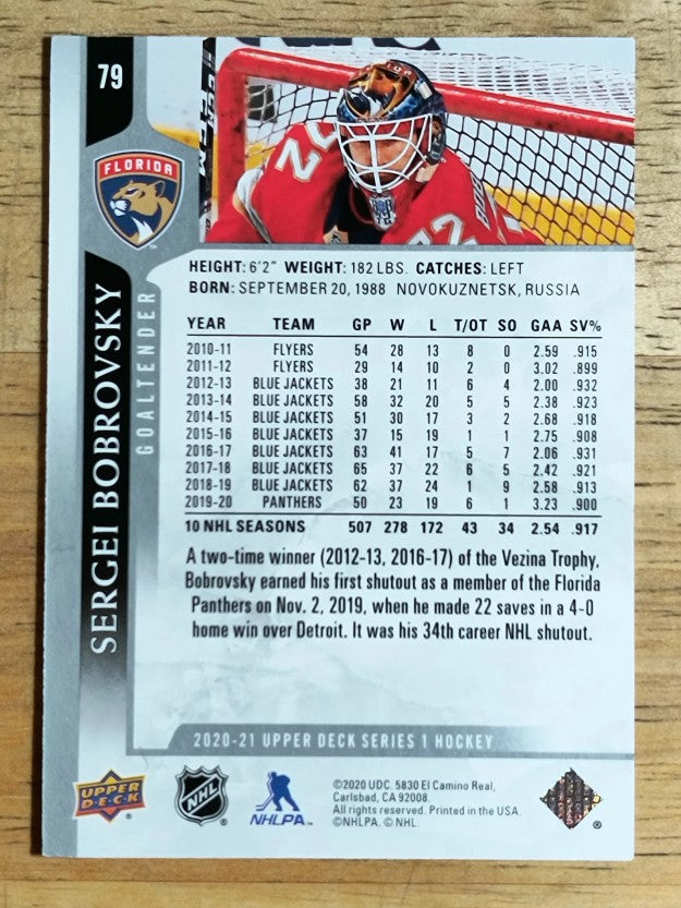 2020-21 Upper Deck #79 Sergei Bobrovsky