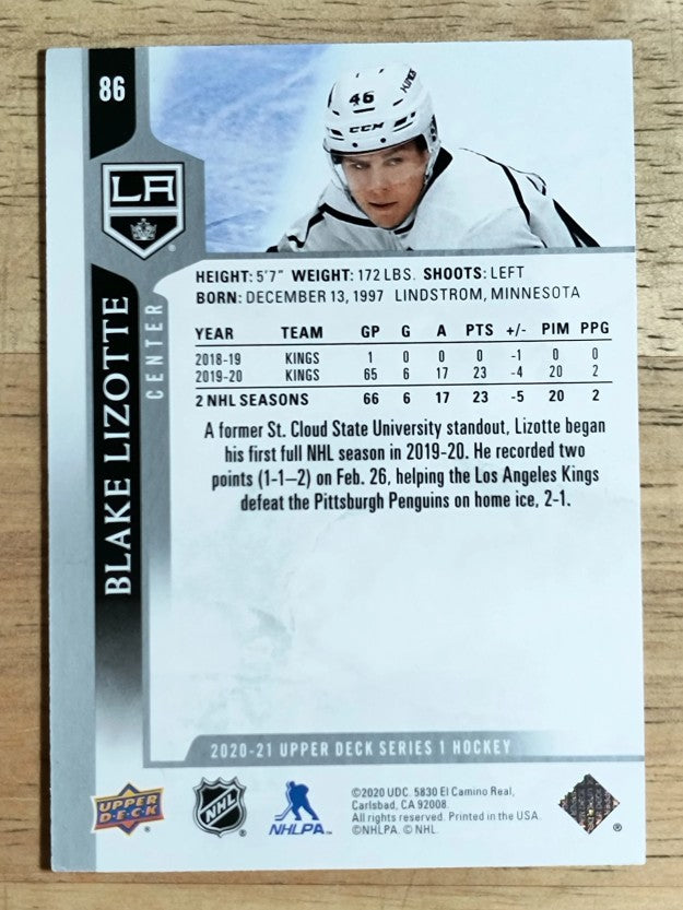 2020-21 Upper Deck #86 Blake Lizotte