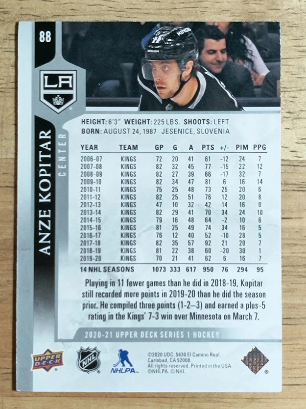 2020-21 Upper Deck #88 Anze Kopitar
