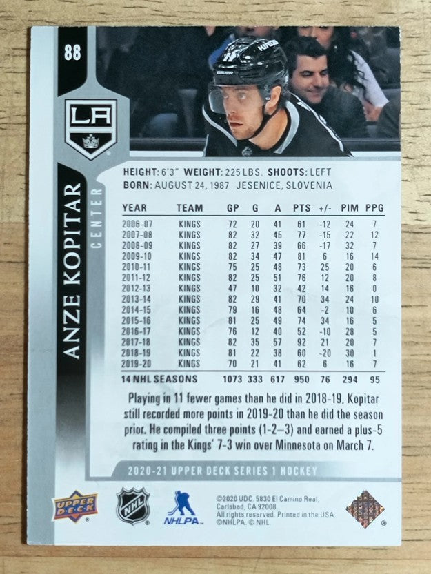 2020-21 Upper Deck #88 Anze Kopitar