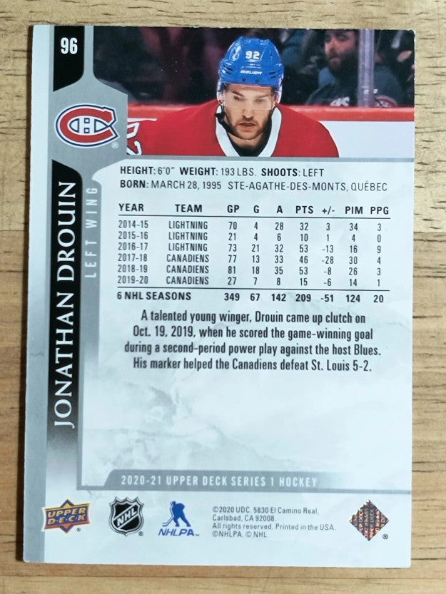 2020-21 Upper Deck #96 Jonathan Drouin